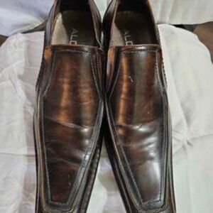 Aldo brown pointed square leather shoes